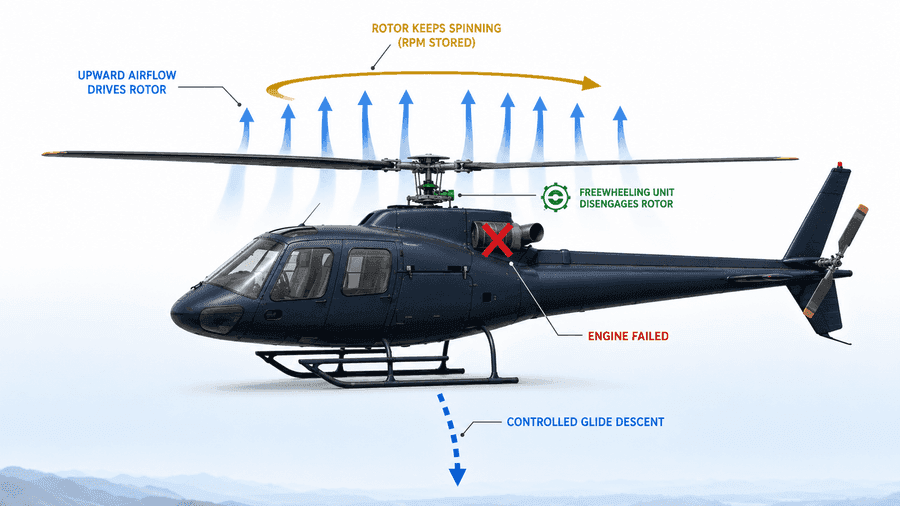 Airflow during autorotation