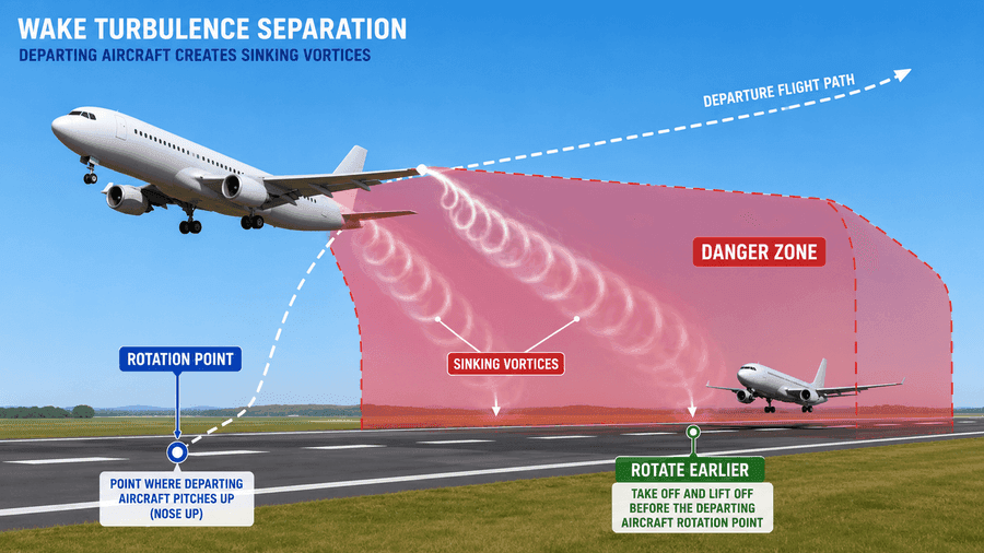 Wake turbulence: air spiralling off both wingtips