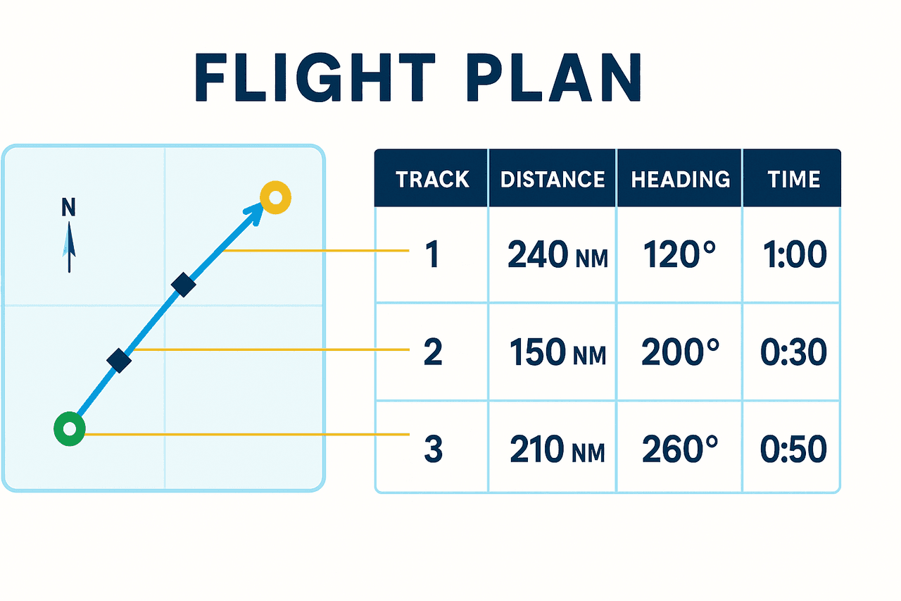 แผนผังโครงสร้าง ICAO Flight Plan form แสดงช่องสำคัญ 7-18 และการกรอก route, endurance, POB