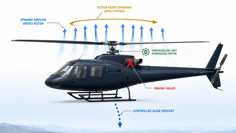 การไหลของอากาศใน autorotation